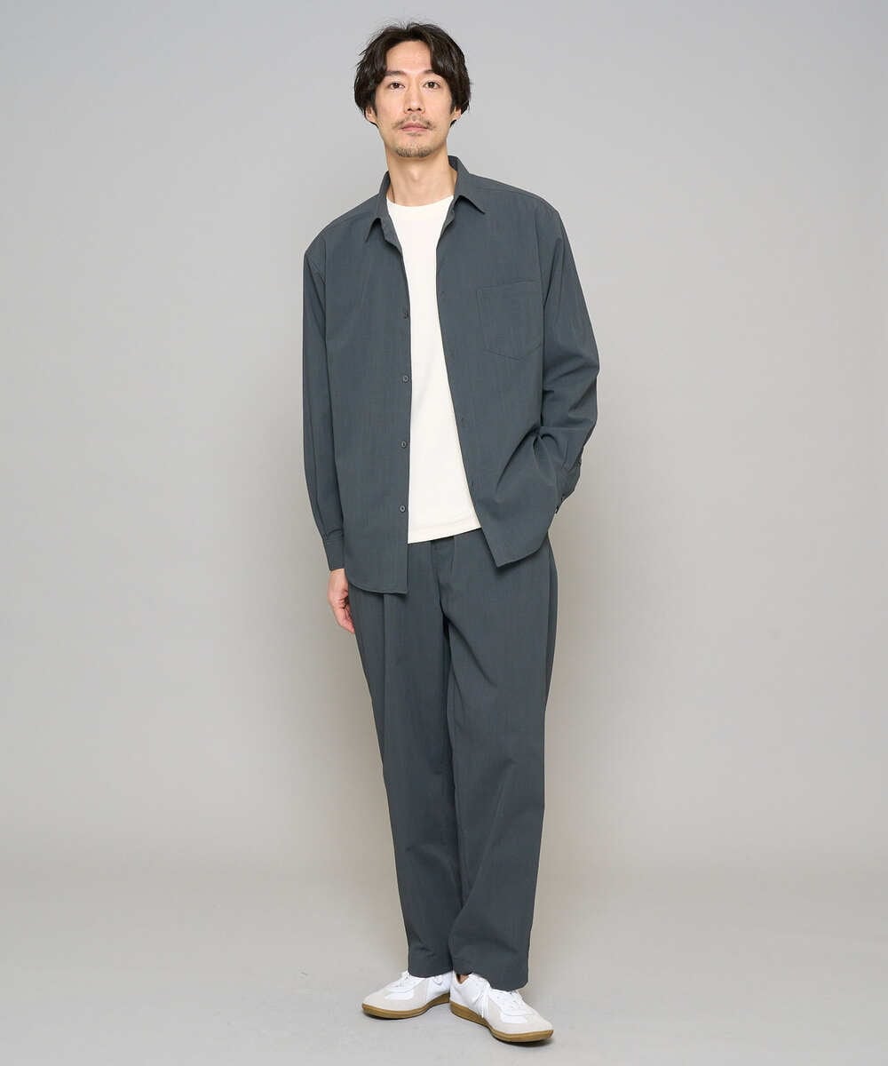 KHKFD13049 a.v.v MEN(アー・ヴェ・ヴェ) ＼秋の上品見えカットソー／タックジャカードクルーネックプルオーバー【イージーケア/洗濯機で洗える/毛玉になりにくい】 アイボリー