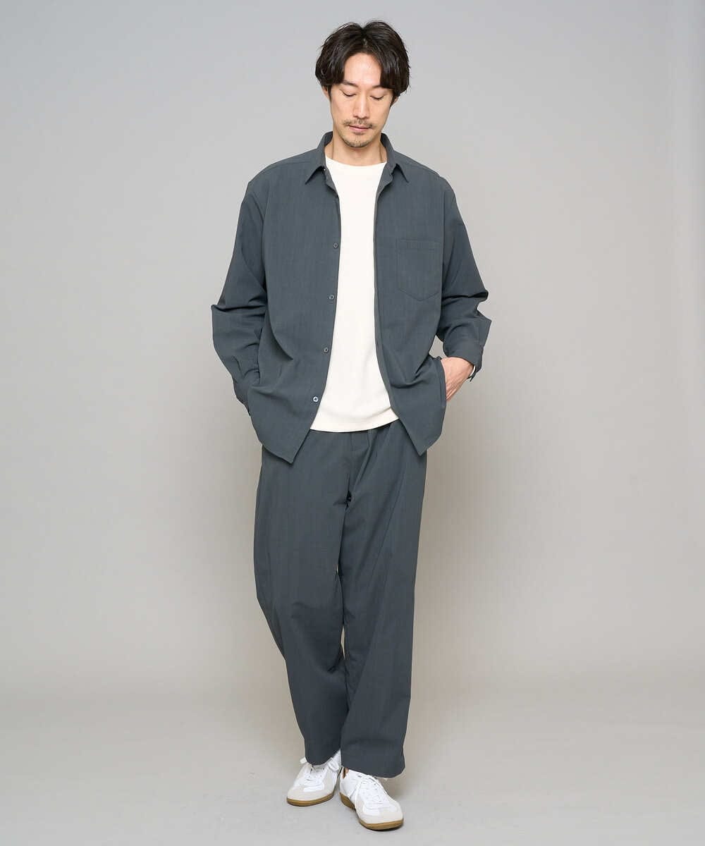 KHKFD13049 a.v.v MEN(アー・ヴェ・ヴェ) ＼秋の上品見えカットソー／タックジャカードクルーネックプルオーバー【イージーケア/洗濯機で洗える/毛玉になりにくい】 アイボリー
