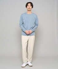 KHKFD13049 a.v.v MEN(アー・ヴェ・ヴェ) ＼秋の上品見えカットソー／タックジャカードクルーネックプルオーバー【イージーケア/洗濯機で洗える/毛玉になりにくい】 アイボリー