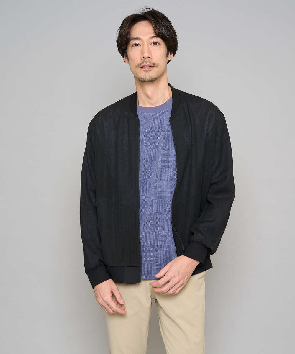 KHKFD13049 a.v.v MEN(アー・ヴェ・ヴェ) ＼秋の上品見えカットソー／タックジャカードクルーネックプルオーバー【イージーケア/洗濯機で洗える/毛玉になりにくい】 アイボリー