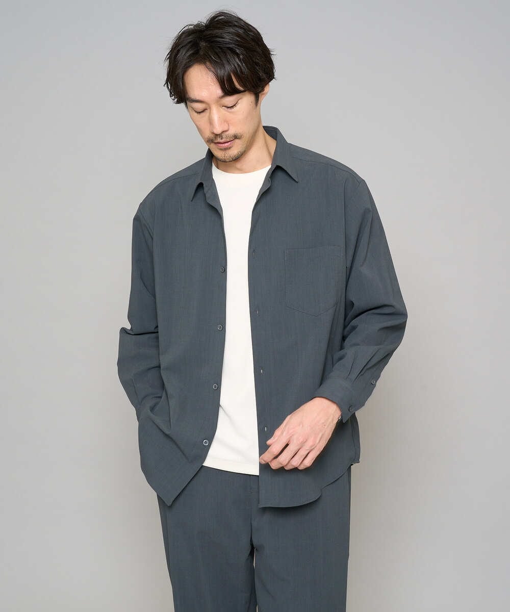 KHKFD13049 a.v.v MEN(アー・ヴェ・ヴェ) ＼秋の上品見えカットソー／タックジャカードクルーネックプルオーバー【イージーケア/洗濯機で洗える/毛玉になりにくい】 アイボリー