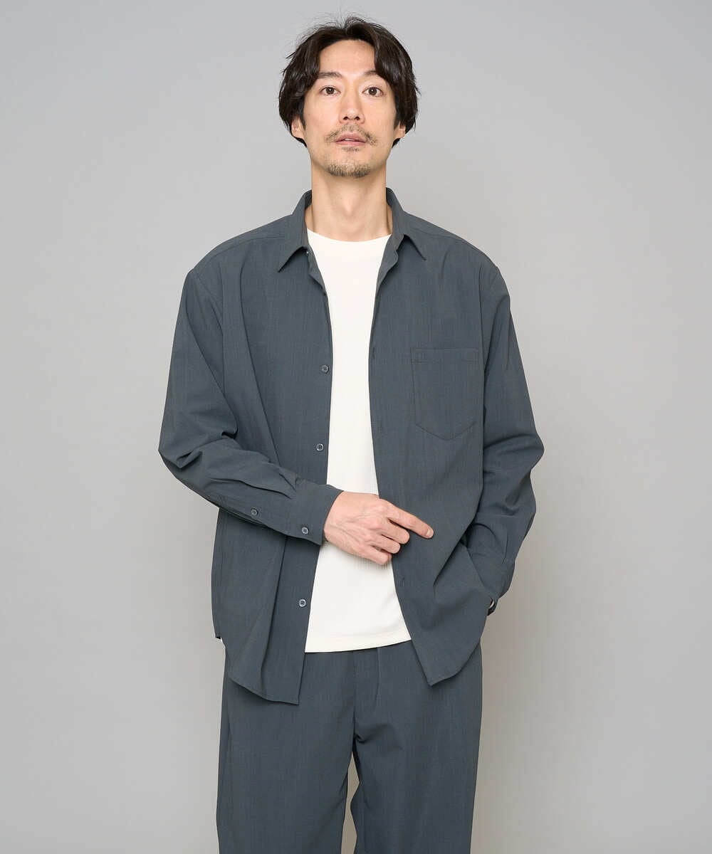 KHKFD13049 a.v.v MEN(アー・ヴェ・ヴェ) ＼秋の上品見えカットソー／タックジャカードクルーネックプルオーバー【イージーケア/洗濯機で洗える/毛玉になりにくい】 アイボリー