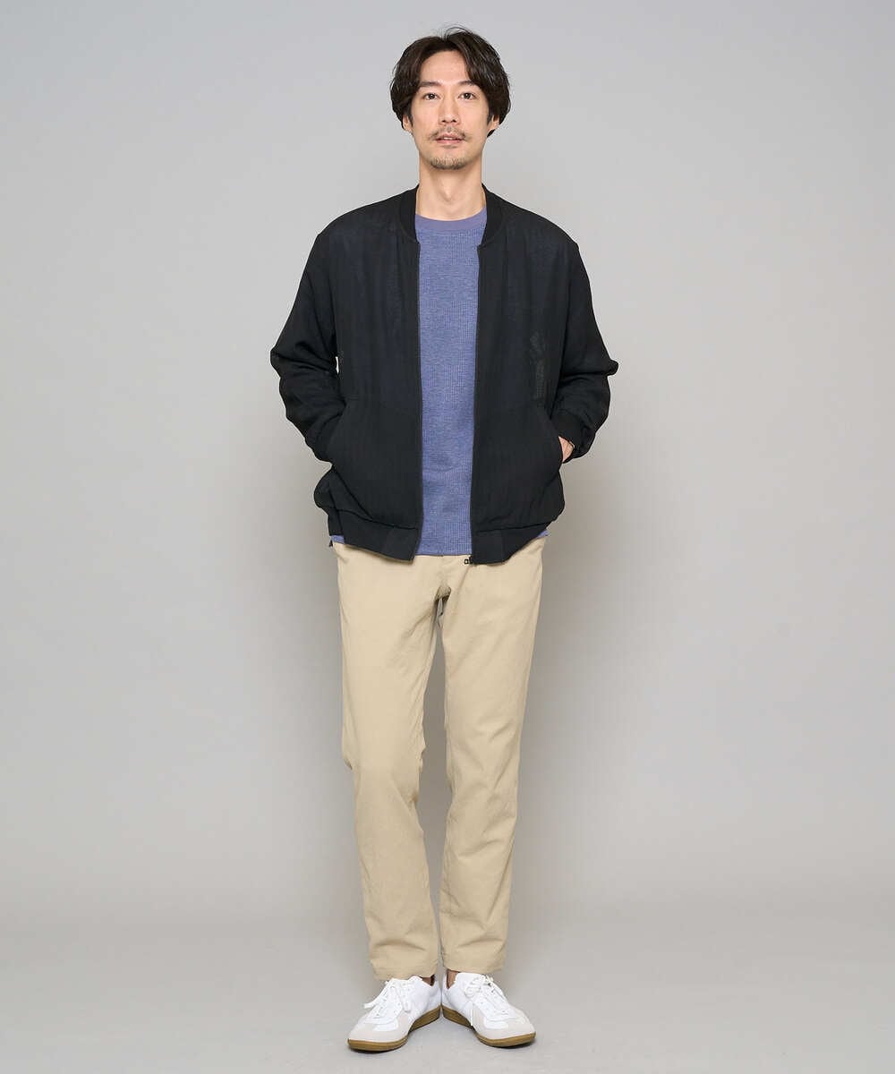 KHKFD13049 a.v.v MEN(アー・ヴェ・ヴェ) ＼秋の上品見えカットソー／タックジャカードクルーネックプルオーバー【イージーケア/洗濯機で洗える/毛玉になりにくい】 アイボリー