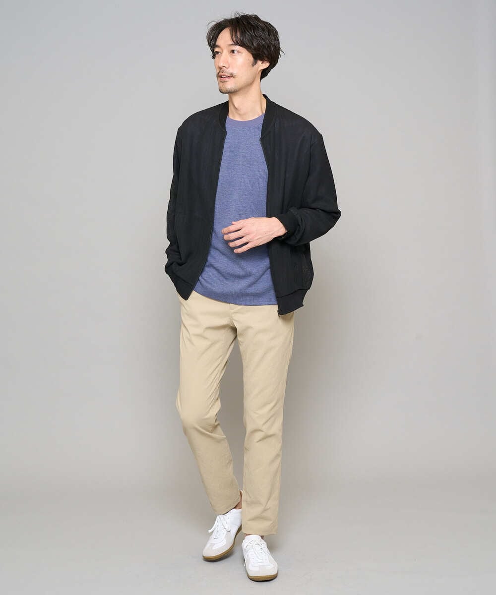 KHKFD13049 a.v.v MEN(アー・ヴェ・ヴェ) ＼秋の上品見えカットソー／タックジャカードクルーネックプルオーバー【イージーケア/洗濯機で洗える/毛玉になりにくい】 アイボリー