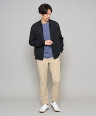 KHKFD13049 a.v.v MEN(アー・ヴェ・ヴェ) ＼秋の上品見えカットソー／タックジャカードクルーネックプルオーバー【イージーケア/洗濯機で洗える/毛玉になりにくい】 アイボリー