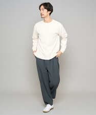 KHKFD13049 a.v.v MEN(アー・ヴェ・ヴェ) ＼秋の上品見えカットソー／タックジャカードクルーネックプルオーバー【イージーケア/洗濯機で洗える/毛玉になりにくい】 アイボリー