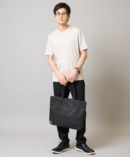 KHKGA41039 a.v.v MEN(アー・ヴェ・ヴェ) 【接触冷感/UVカット/毛玉になりにくい】シルケットスムースVネックカットソー ブラック