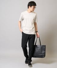 KHKGA41039 a.v.v MEN(アー・ヴェ・ヴェ) 【接触冷感/UVカット/毛玉になりにくい】シルケットスムースVネックカットソー ブラック
