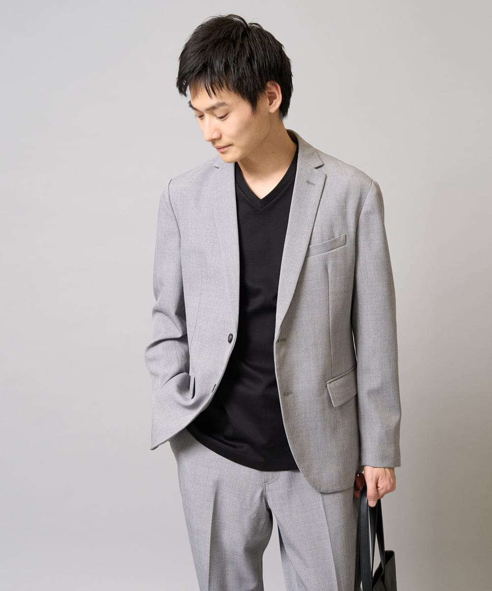 KHKGA41039 a.v.v MEN(アー・ヴェ・ヴェ) 【接触冷感/UVカット/毛玉になりにくい】シルケットスムースVネックカットソー ブラック
