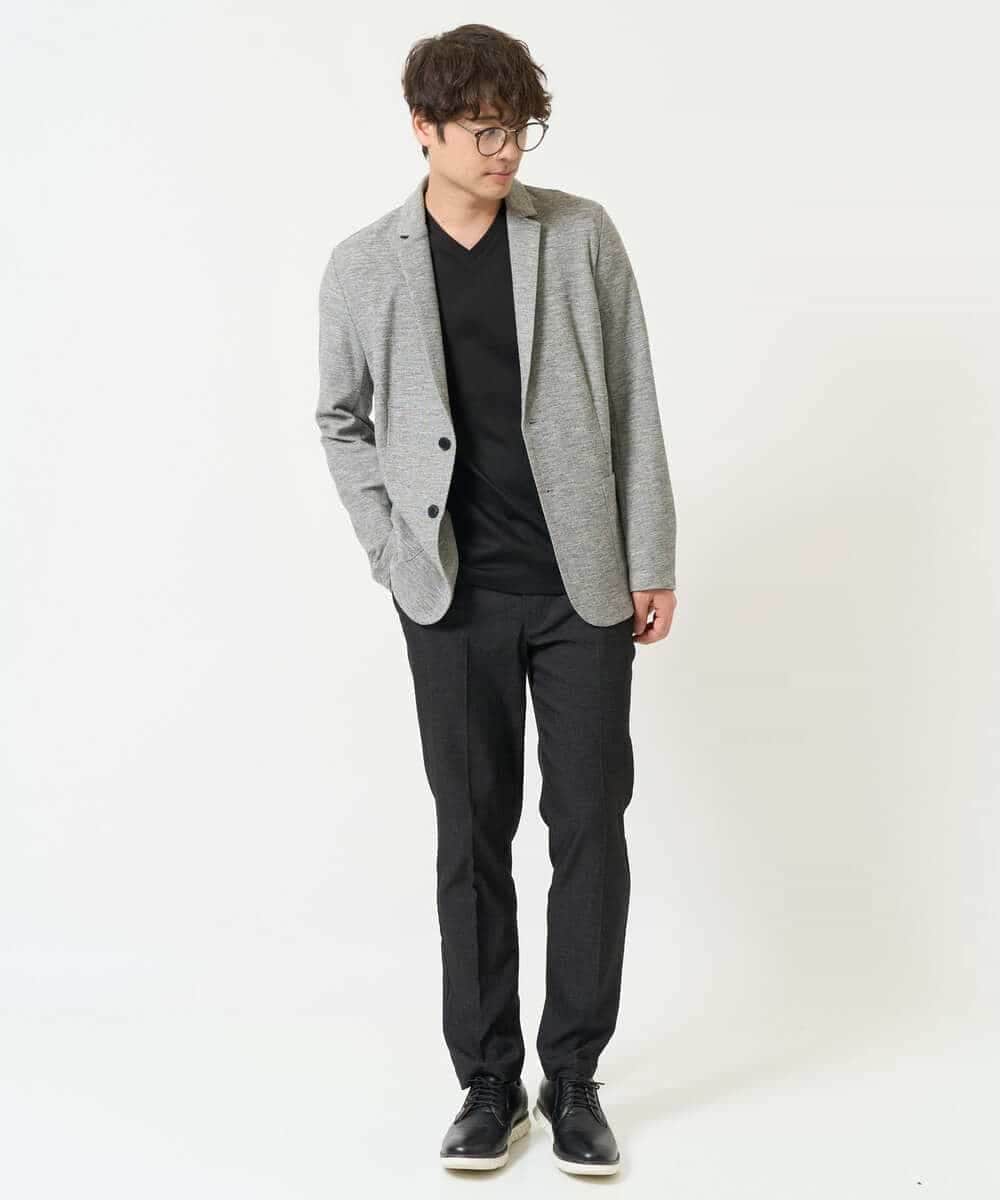 KHKGA41039 a.v.v MEN(アー・ヴェ・ヴェ) 【接触冷感/UVカット/毛玉になりにくい】シルケットスムースVネックカットソー ブラック