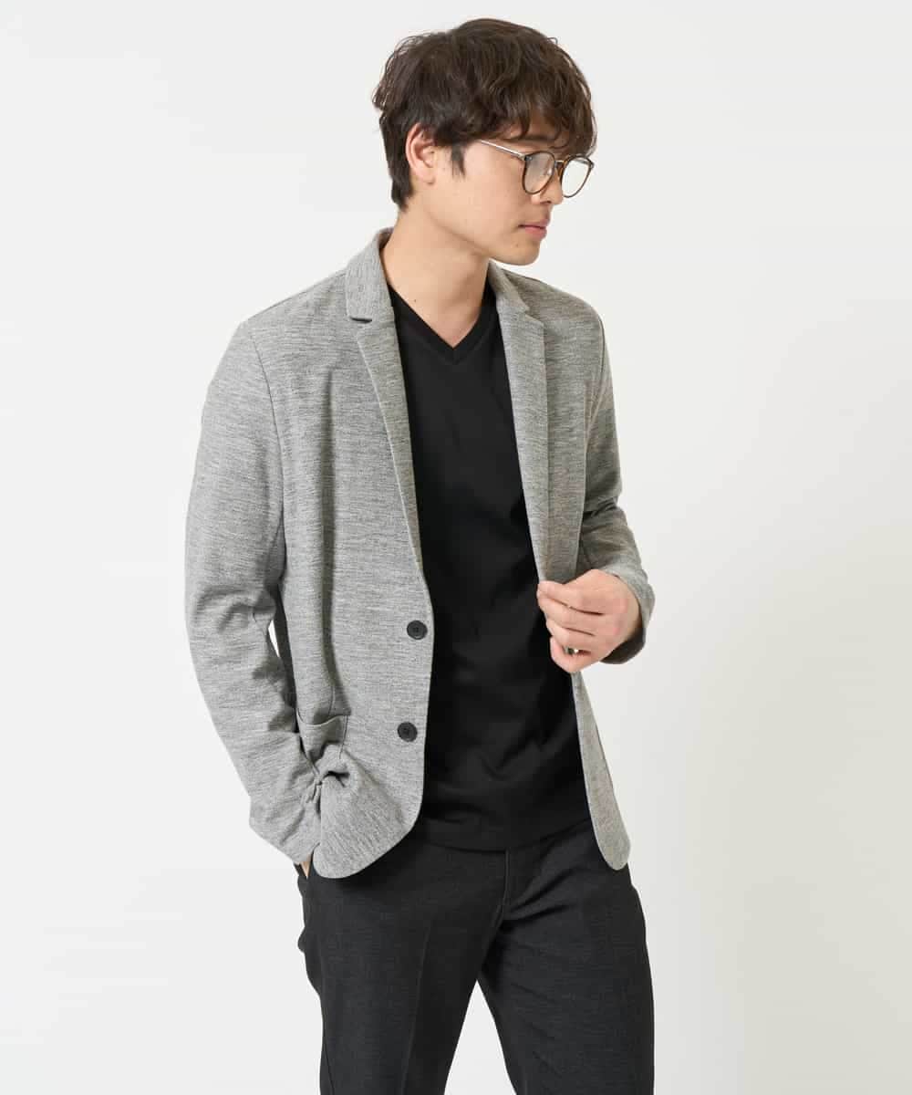 KHKGA41039 a.v.v MEN(アー・ヴェ・ヴェ) 【接触冷感/UVカット/毛玉になりにくい】シルケットスムースVネックカットソー ブラック