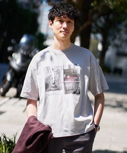 KHKGD18049  【接触冷感】フォトプリントワイドシルエットカットソー