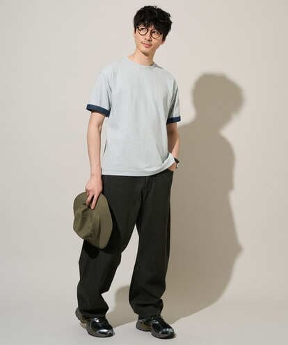 KHKGD37044 a.v.v MEN 【接触冷感/イージーケア/洗濯機で洗える/】ヘリンボーンストレッチダブルフェイスカットソー