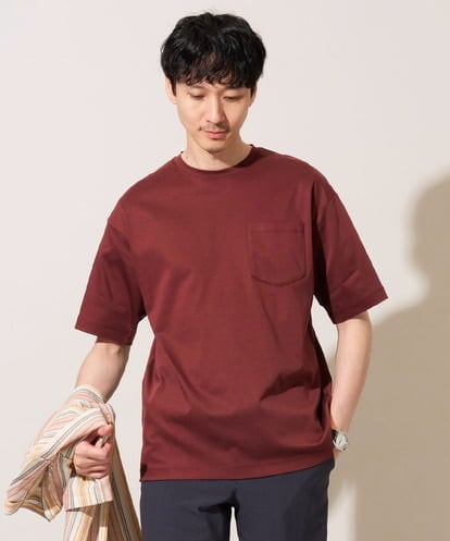 KHKGD40039 a.v.v MEN 【接触冷感 / UVカット】究極の無地Ｔ シルケットスムースシルエットカットソ ー〈洗濯機で洗える/毛玉になりにくい〉