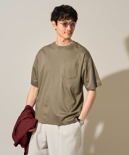 KHKGD40039 a.v.v MEN 【接触冷感 / UVカット】究極の無地Ｔ シルケットスムースシルエットカットソ ー〈洗濯機で洗える/毛玉になりにくい〉