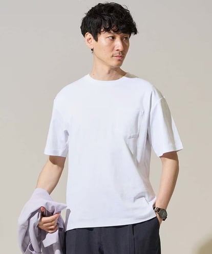 KHKGD40039 a.v.v MEN 【接触冷感 / UVカット】究極の無地Ｔ シルケットスムースシルエットカットソ ー〈洗濯機で洗える/毛玉になりにくい〉
