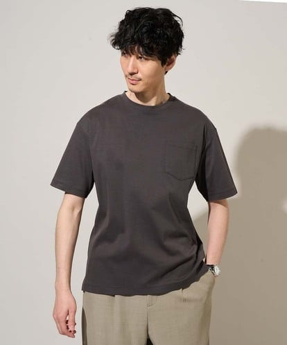 KHKGD40039 a.v.v MEN 【接触冷感 / UVカット】究極の無地Ｔ シルケットスムースシルエットカットソ ー〈洗濯機で洗える/毛玉になりにくい〉
