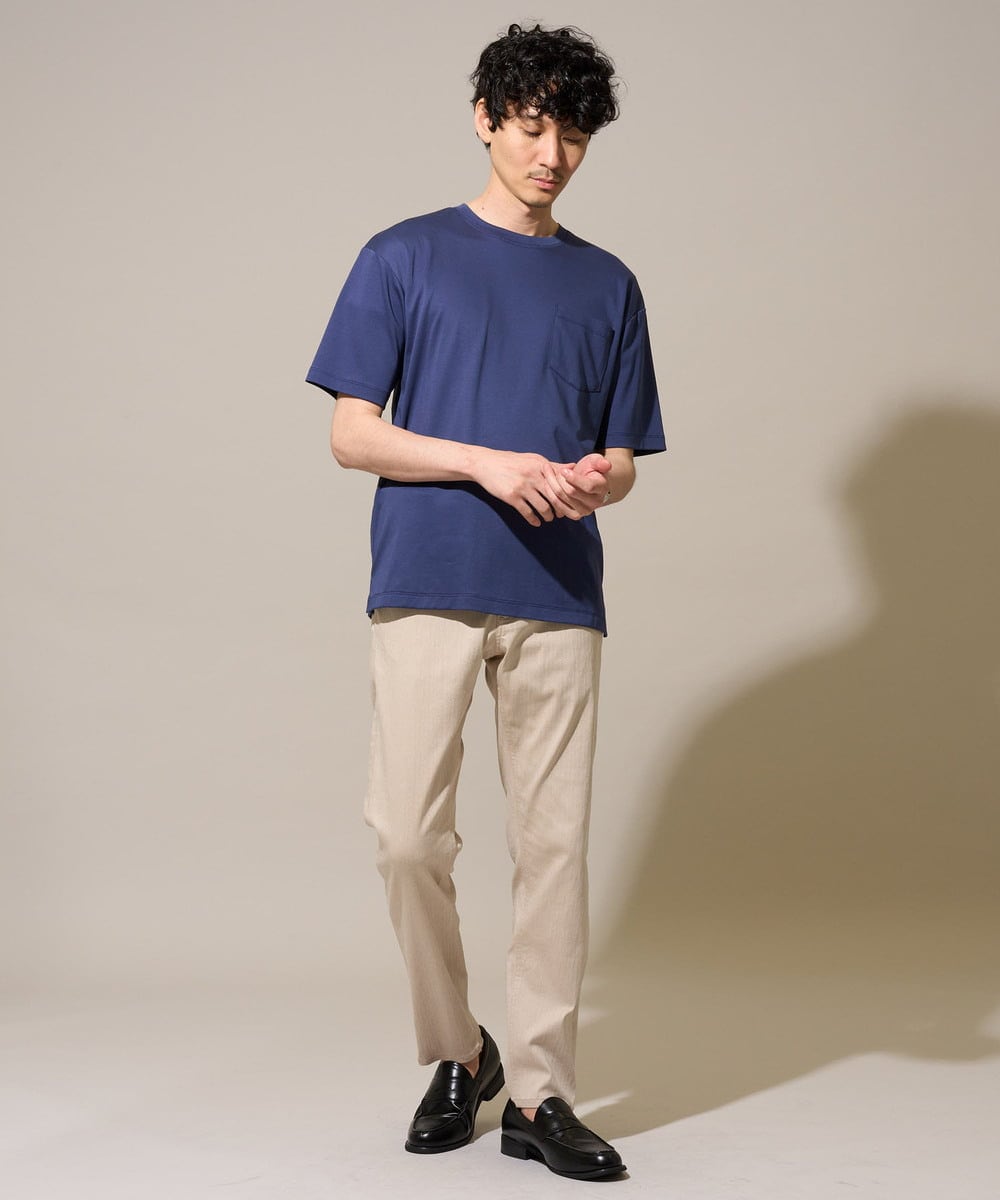KHKGD40039 a.v.v MEN(アー・ヴェ・ヴェ) ＼累計28,000枚販売！／究極の無地Ｔ シルケットスムースシルエットカットソ ー【接触冷感 / UVカット/洗濯機で洗える/毛玉になりにくい】 ブラック
