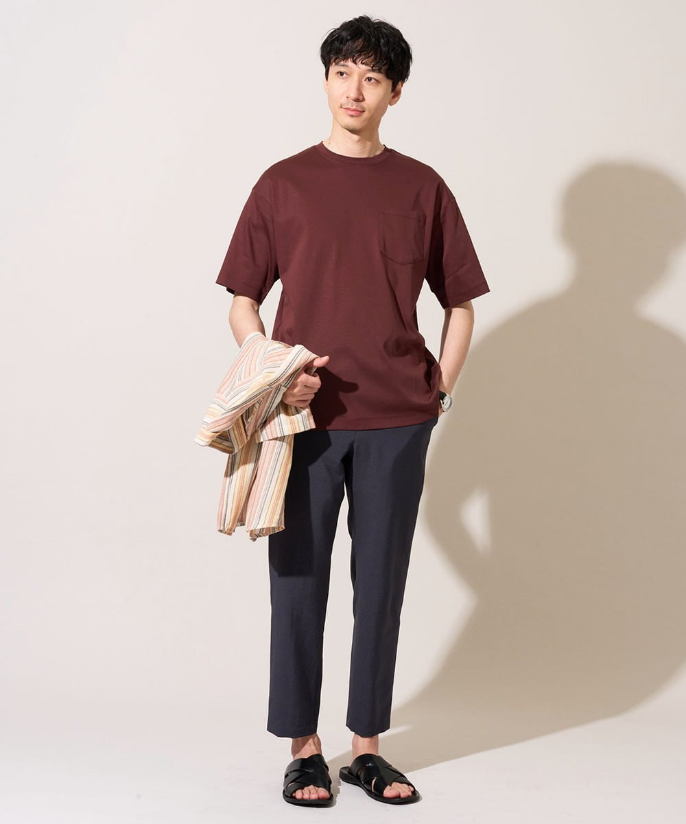 KHKGD40039 a.v.v MEN(アー・ヴェ・ヴェ) ＼累計28,000枚販売！／究極の無地Ｔ シルケットスムースシルエットカットソ ー【接触冷感 / UVカット/洗濯機で洗える/毛玉になりにくい】 ブラック