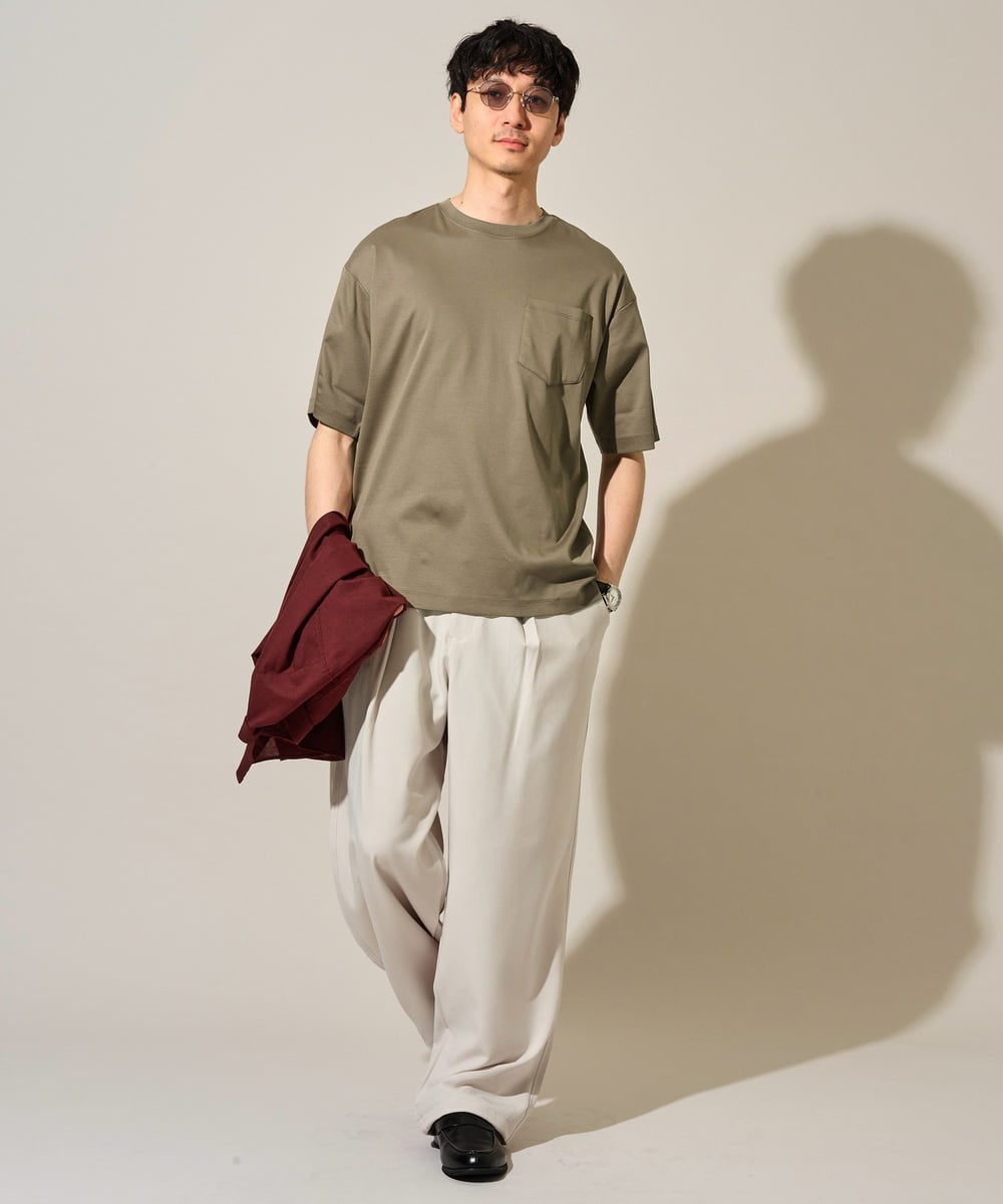KHKGD40039 a.v.v MEN(アー・ヴェ・ヴェ) ＼累計28,000枚販売！／究極の無地Ｔ シルケットスムースシルエットカットソ ー【接触冷感 / UVカット/洗濯機で洗える/毛玉になりにくい】 ブラック