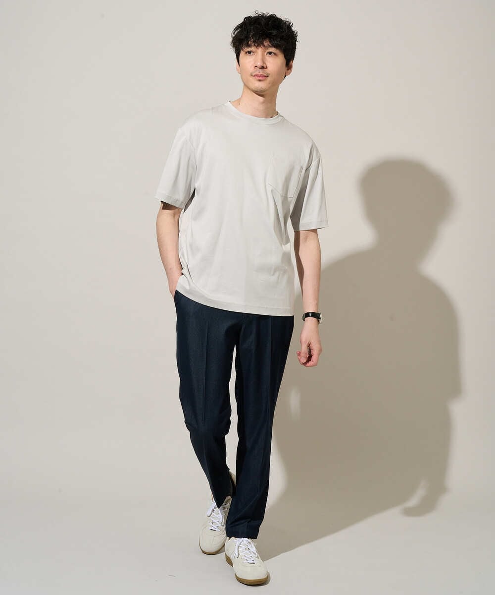 KHKGD40039 a.v.v MEN(アー・ヴェ・ヴェ) ＼累計28,000枚販売！／究極の無地Ｔ シルケットスムースシルエットカットソ ー【接触冷感 / UVカット/洗濯機で洗える/毛玉になりにくい】 ブラック