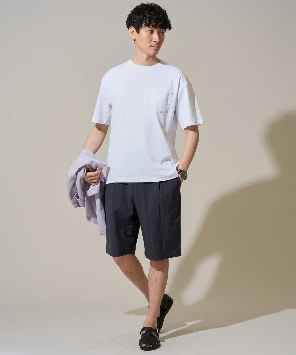 KHKGD40039 a.v.v MEN(アー・ヴェ・ヴェ) ＼累計28,000枚販売！／究極の無地Ｔ シルケットスムースシルエットカットソ ー【接触冷感 / UVカット/洗濯機で洗える/毛玉になりにくい】 ブラック