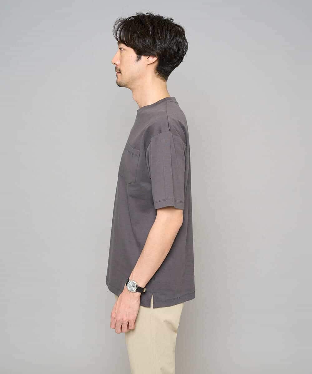 KHKGD40039 a.v.v MEN(アー・ヴェ・ヴェ) ＼累計28,000枚販売！／究極の無地Ｔ シルケットスムースシルエットカットソ ー【接触冷感 / UVカット/洗濯機で洗える/毛玉になりにくい】 ブラック