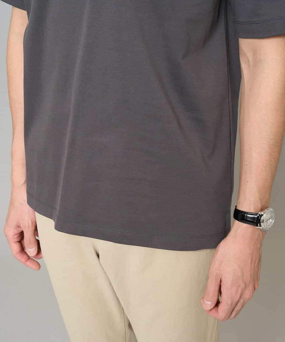 KHKGD40039 a.v.v MEN(アー・ヴェ・ヴェ) ＼累計28,000枚販売！／究極の無地Ｔ シルケットスムースシルエットカットソ ー【接触冷感 / UVカット/洗濯機で洗える/毛玉になりにくい】 ブラック