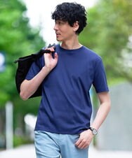 KHKGD42039 a.v.v MEN(アー・ヴェ・ヴェ) 【接触冷感/UVカット/洗濯機で洗える/毛玉になりにくい】シルケットスムースクルーネックスマートＴシャツ ブルー