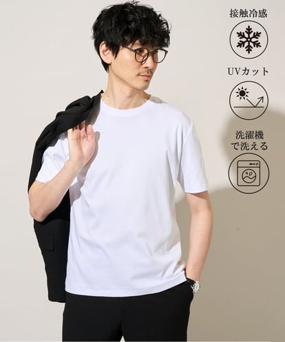 KHKGD42039 a.v.v MEN 【接触冷感/UVカット/洗濯機で洗える/毛玉になりにくい】シルケットスムースクルーネックスマートＴシャツ