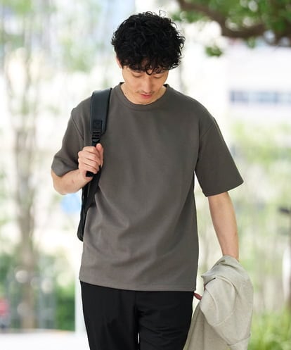 KHKGD49049 a.v.v MEN 【接触冷感/イージーケア/洗濯機で洗える】フォーマルジャカードセミワイドシルエットカットソー