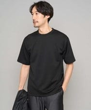 KHKGD49049 a.v.v MEN(アー・ヴェ・ヴェ) 【接触冷感/イージーケア/洗濯機で洗える】フォーマルジャカードセミワイドシルエットカットソー ブラック