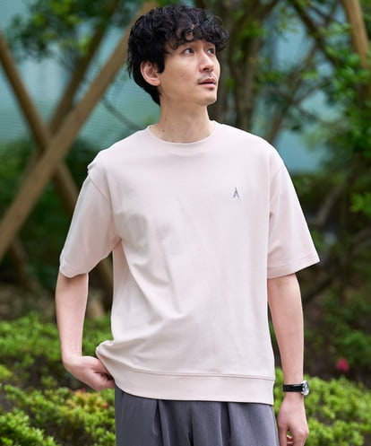 KHKGD89039 a.v.v MEN 夏カットソー人気NO.1【接触冷感】ライトアゼ１ポイントシシュウスウェットＴ〈イージーケア/洗濯機で洗える/毛玉になりにくい〉