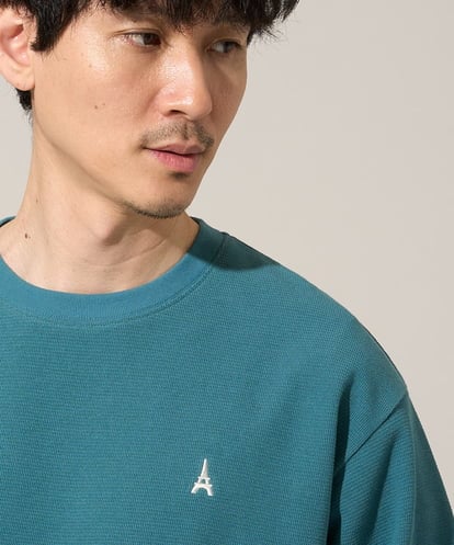 KHKGD89039 a.v.v MEN 夏カットソー人気NO.1【接触冷感】ライトアゼ１ポイントシシュウスウェットＴ〈イージーケア/洗濯機で洗える/毛玉になりにくい〉