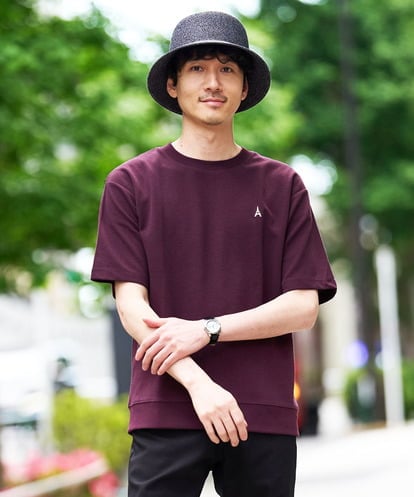 KHKGD89039 a.v.v MEN 夏カットソー人気NO.1【接触冷感】ライトアゼ１ポイントシシュウスウェットＴ〈イージーケア/洗濯機で洗える/毛玉になりにくい〉