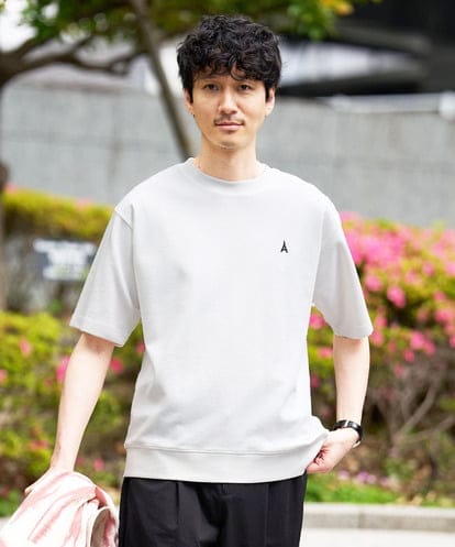 KHKGD89039 a.v.v MEN 夏カットソー人気NO.1【接触冷感】ライトアゼ１ポイントシシュウスウェットＴ〈イージーケア/洗濯機で洗える/毛玉になりにくい〉