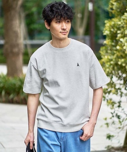 KHKGD89039 a.v.v MEN 夏カットソー人気NO.1【接触冷感】ライトアゼ１ポイントシシュウスウェットＴ〈イージーケア/洗濯機で洗える/毛玉になりにくい〉