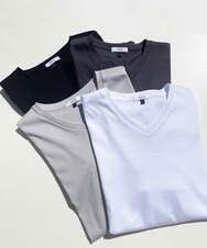 KHKGV41034 a.v.v MEN(アー・ヴェ・ヴェ) 【定番アイテム】ハイクオリティーコットンシルケットＶネックＴシャツ ホワイト