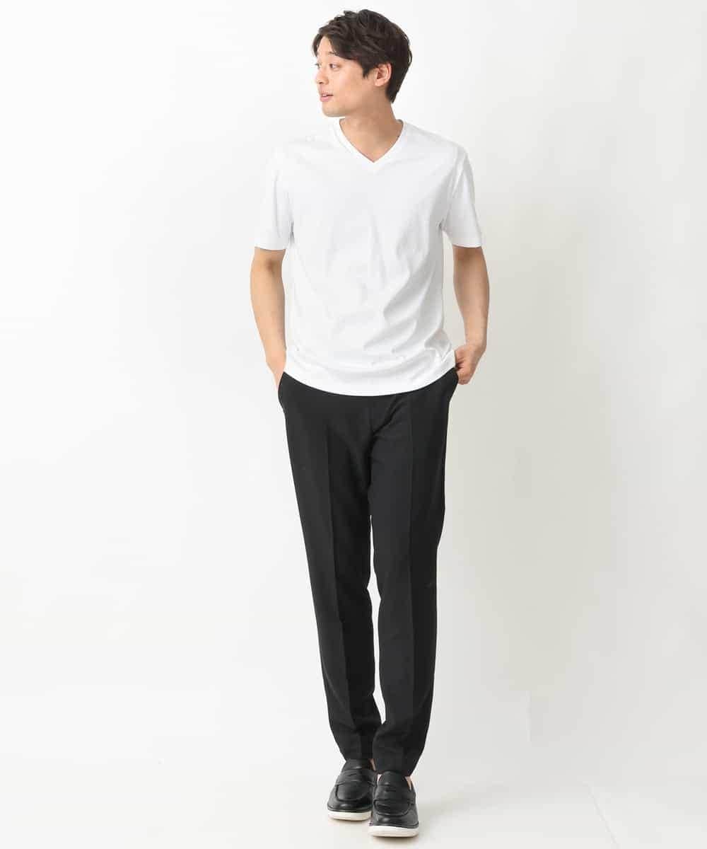 KHKGV41034 a.v.v MEN(アー・ヴェ・ヴェ) 【定番アイテム】ハイクオリティーコットンシルケットＶネックＴシャツ ダークグレー