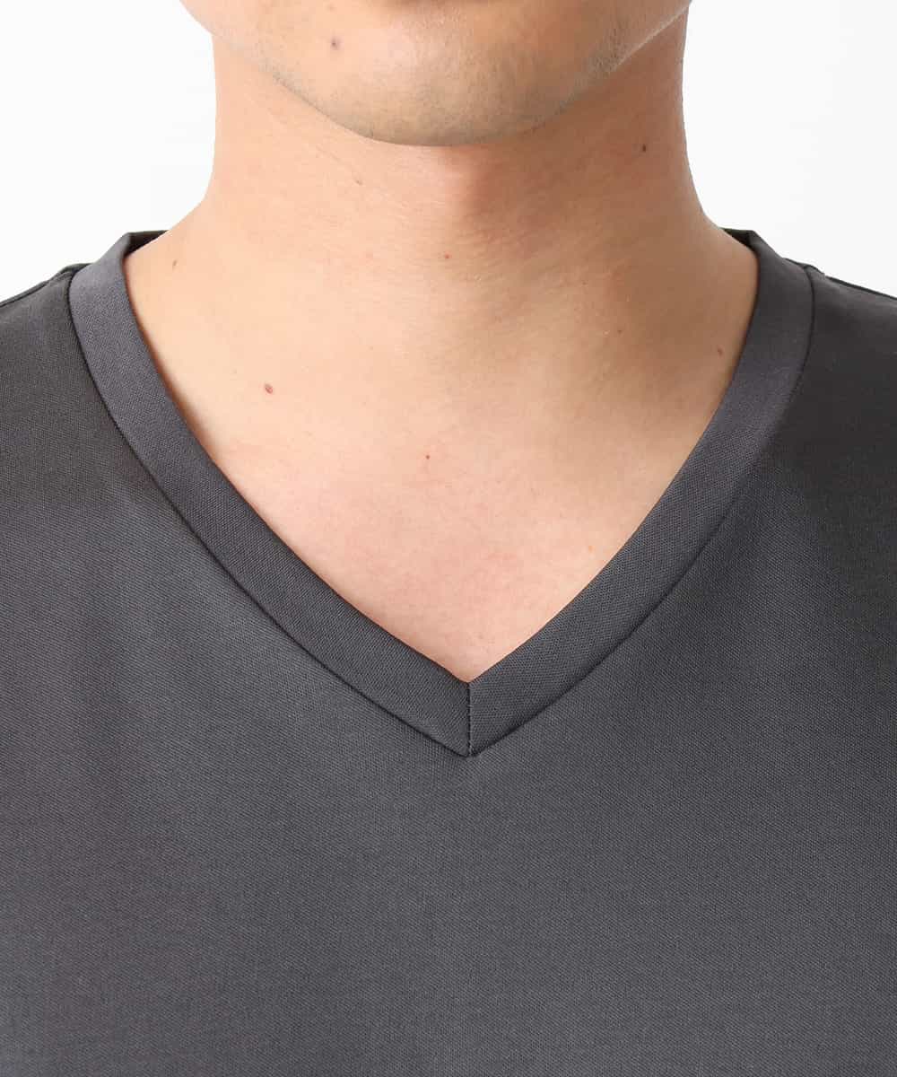 KHKGV41034 a.v.v MEN(アー・ヴェ・ヴェ) 【定番アイテム】ハイクオリティーコットンシルケットＶネックＴシャツ ダークグレー