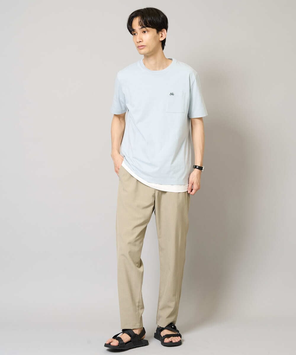 KHKGV75029 a.v.v MEN(アー・ヴェ・ヴェ) 【接触冷感/綿100％】ワンポイント刺繍半袖Tシャツ ライトグレー