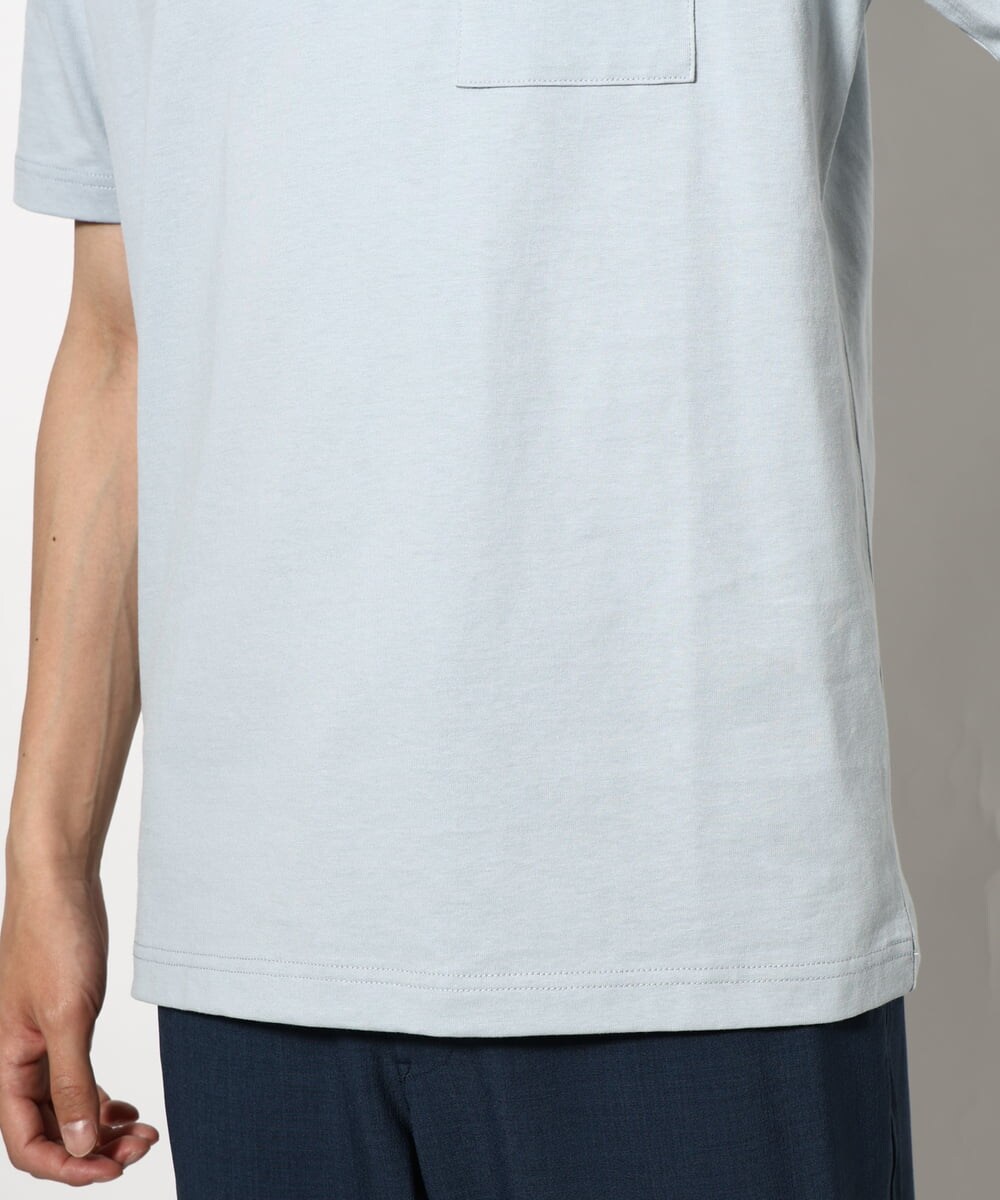KHKGV75029 a.v.v MEN(アー・ヴェ・ヴェ) 【接触冷感/綿100％】ワンポイント刺繍半袖Tシャツ ライトグレー