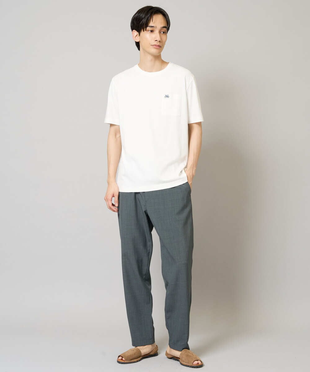 KHKGV75029 a.v.v MEN(アー・ヴェ・ヴェ) 【接触冷感/綿100％】ワンポイント刺繍半袖Tシャツ ライトグレー