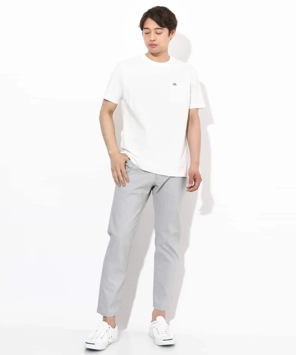 KHKGV75029 a.v.v MEN(アー・ヴェ・ヴェ) 【接触冷感/綿100％】ワンポイント刺繍半袖Tシャツ ライトグレー