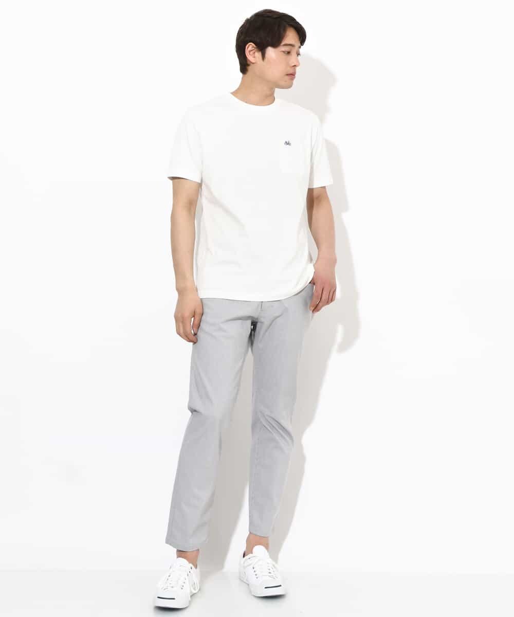 KHKGV75029 a.v.v MEN(アー・ヴェ・ヴェ) 【接触冷感/綿100％】ワンポイント刺繍半袖Tシャツ ライトグレー