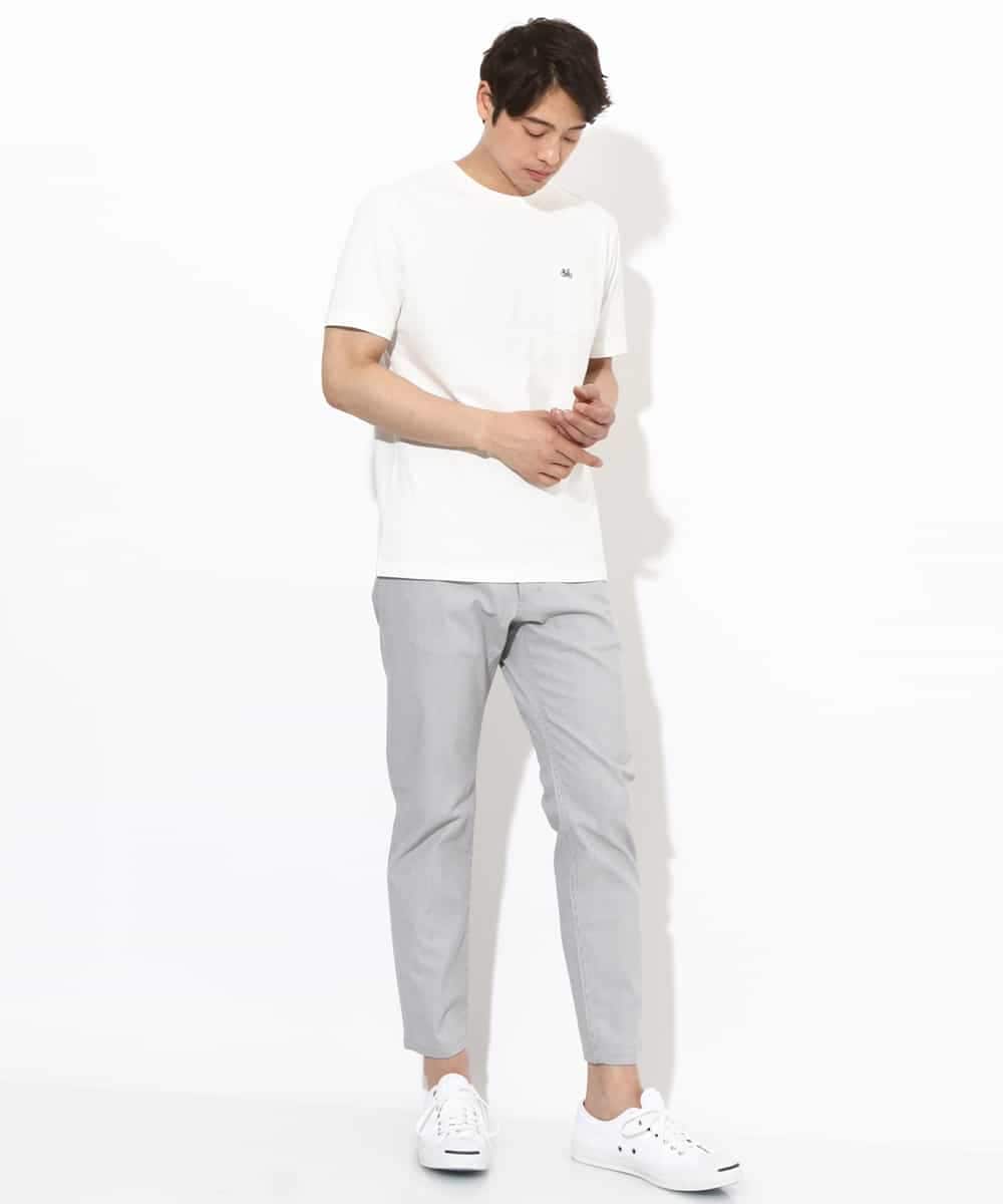 KHKGV75029 a.v.v MEN(アー・ヴェ・ヴェ) 【接触冷感/綿100％】ワンポイント刺繍半袖Tシャツ ライトグレー
