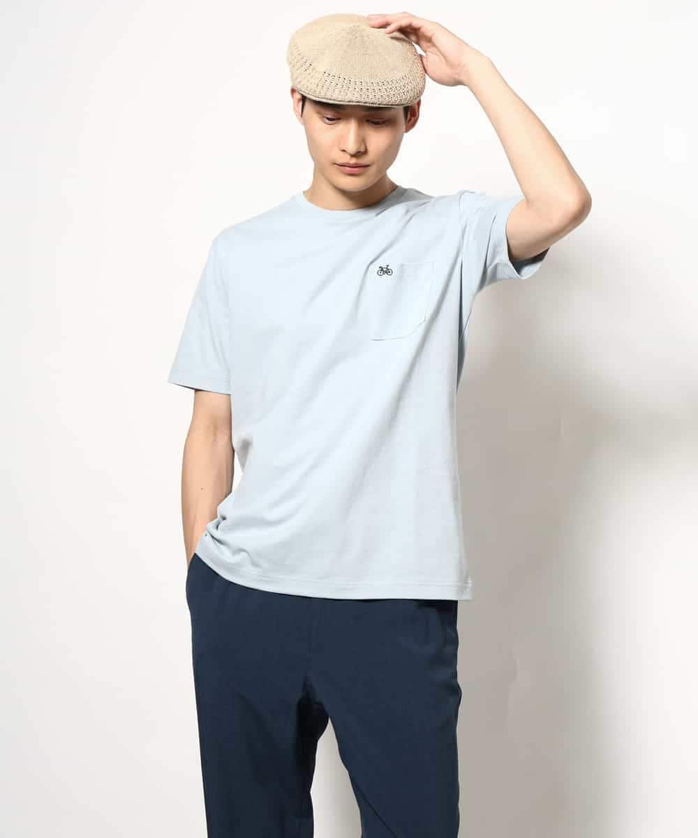 KHKGV75029 a.v.v MEN(アー・ヴェ・ヴェ) 【接触冷感/綿100％】ワンポイント刺繍半袖Tシャツ ライトグレー