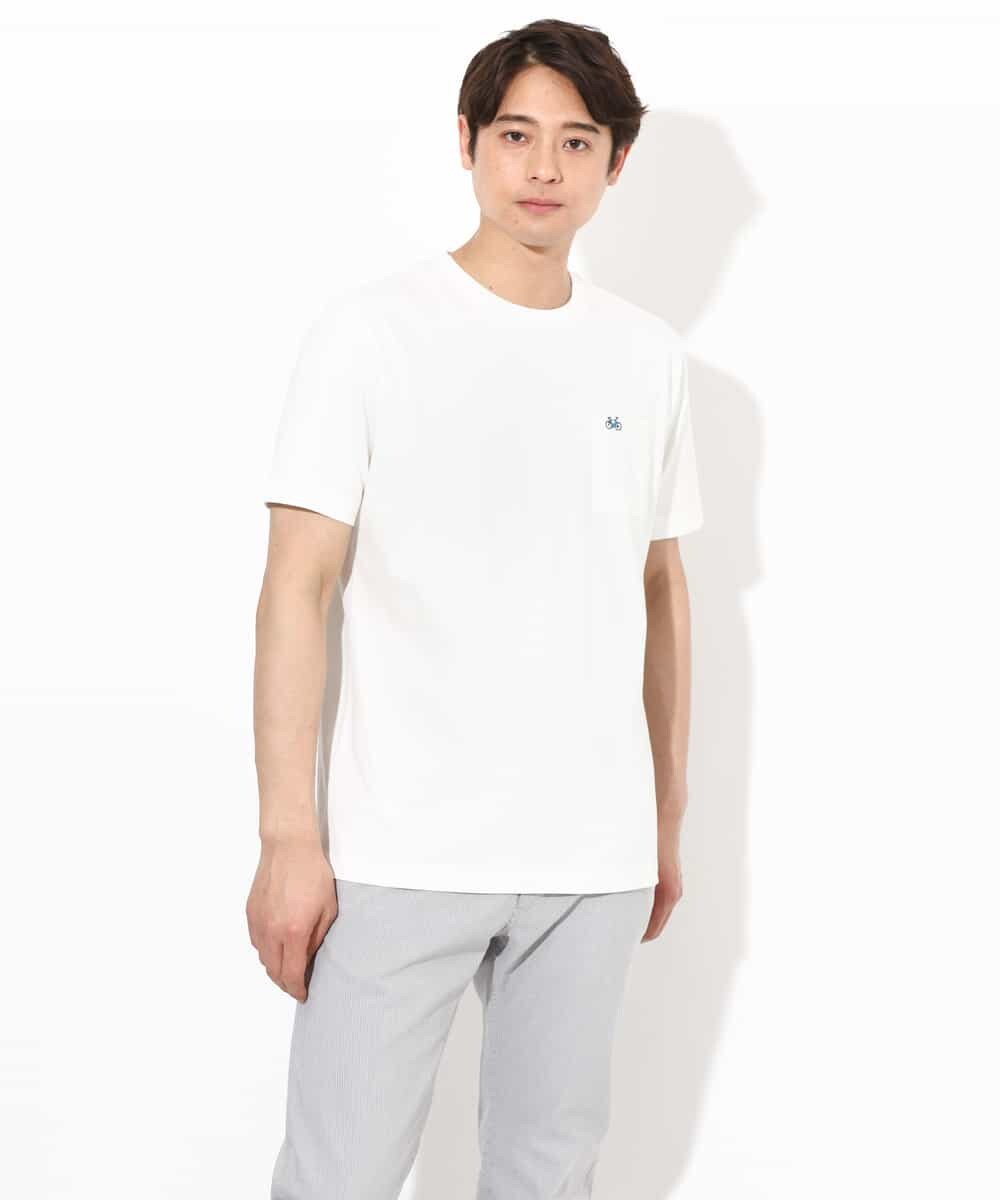 KHKGV75029 a.v.v MEN(アー・ヴェ・ヴェ) 【接触冷感/綿100％】ワンポイント刺繍半袖Tシャツ ライトグレー