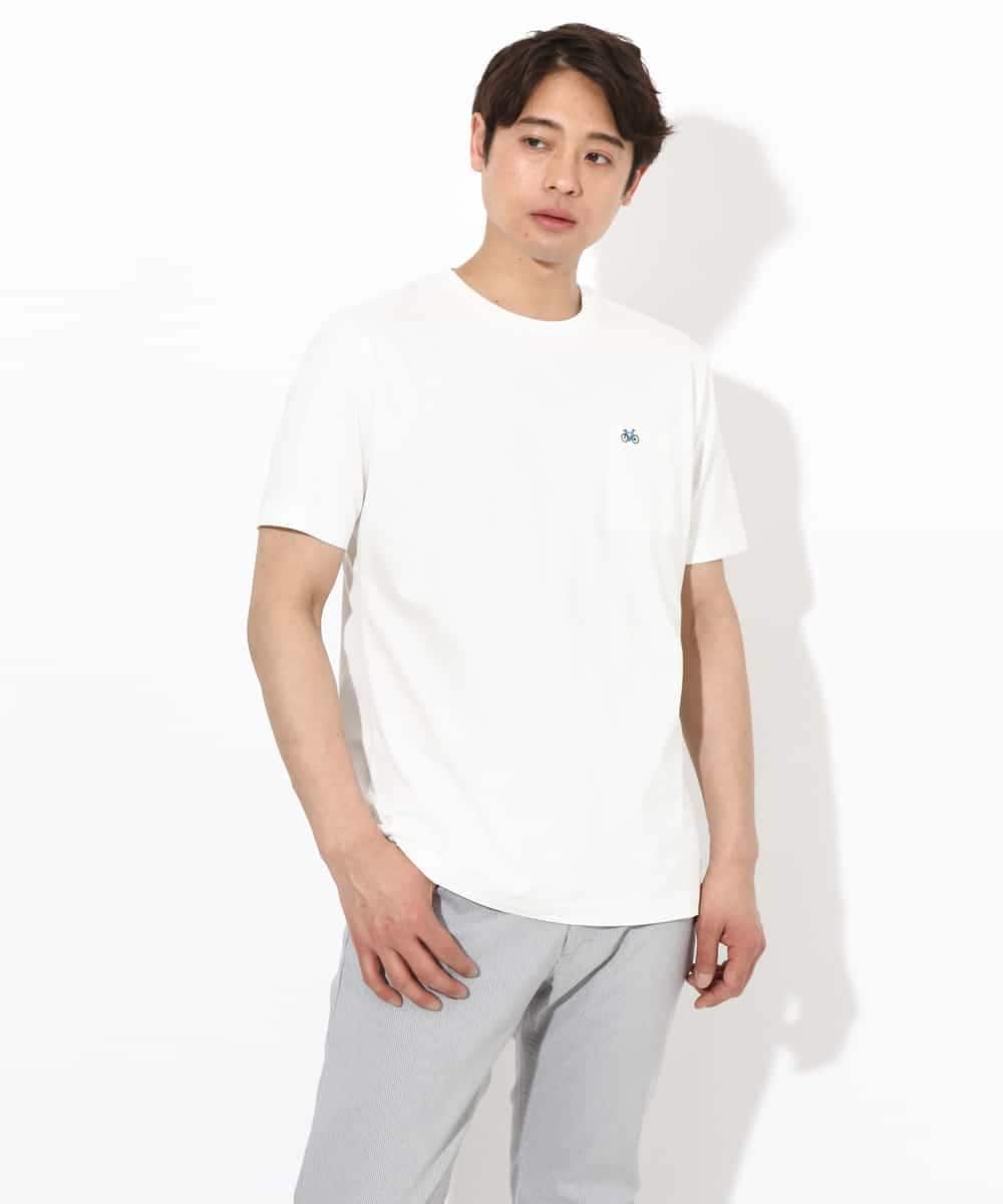 KHKGV75029 a.v.v MEN(アー・ヴェ・ヴェ) 【接触冷感/綿100％】ワンポイント刺繍半袖Tシャツ ライトグレー