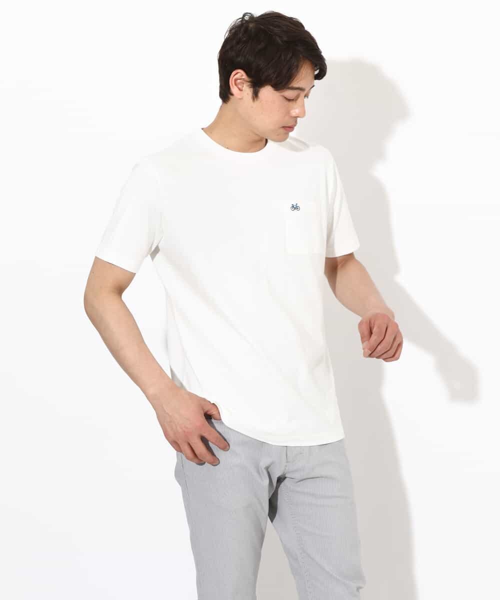 KHKGV75029 a.v.v MEN(アー・ヴェ・ヴェ) 【接触冷感/綿100％】ワンポイント刺繍半袖Tシャツ ライトグレー
